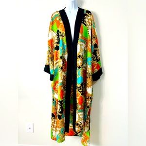 Beautiful Multicolor Paisley Print Kimono By Karen-T Design One Size